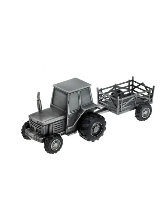 Hovedbilde Sparebøsse traktor med henger, fortinnet