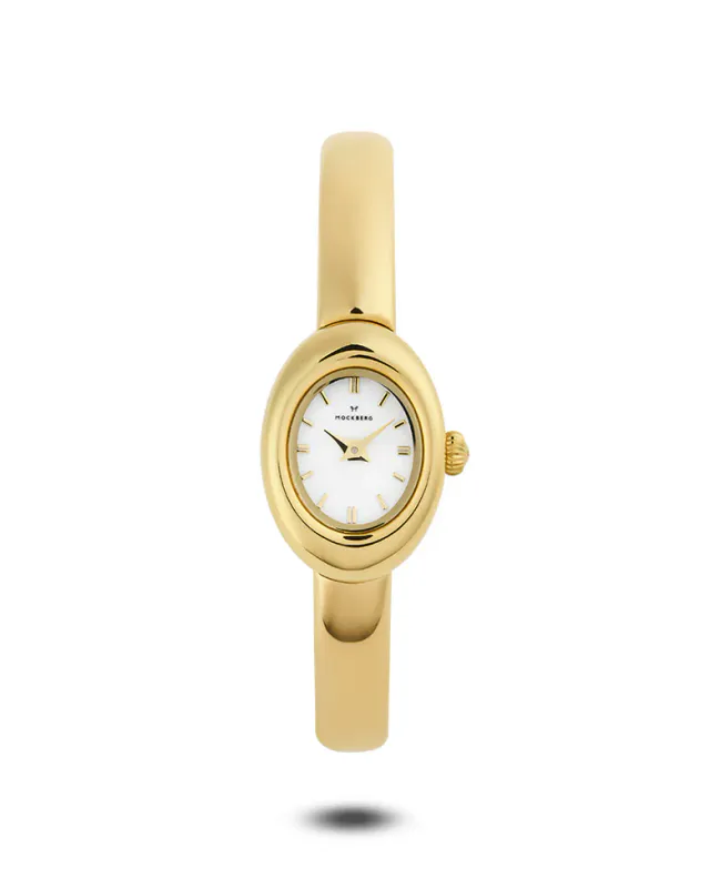 Belle Oval Petite Bangle Watch Gullfarget stål / Hvit / Small